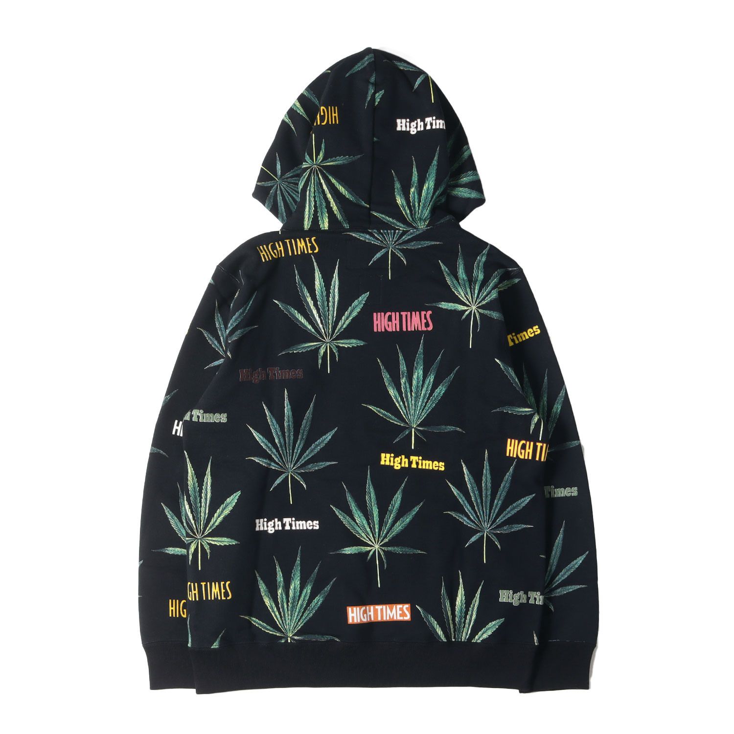 WACKO MARIA ワコマリア パーカー サイズ:L HIGHTIMES マリファナ柄 スウェット パーカー / ブラック 黒 / トップス フーディー / コラボ【メンズ】【中古】【K4338】 WACKO MARIA ワコマリア パーカー サイズ:L HIGHTIMES マリファナ柄