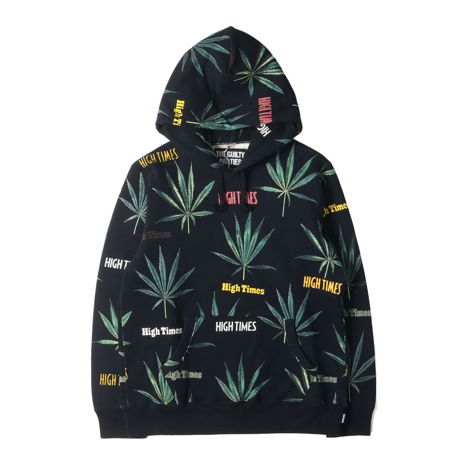 WACKO MARIA ワコマリア パーカー サイズ:L HIGHTIMES マリファナ柄 スウェット パーカー / ブラック 黒 / トップス フーディー / コラボ【メンズ】【中古】【K4338】 WACKO MARIA ワコマリア パーカー サイズ:L HIGHTIMES マリファナ柄