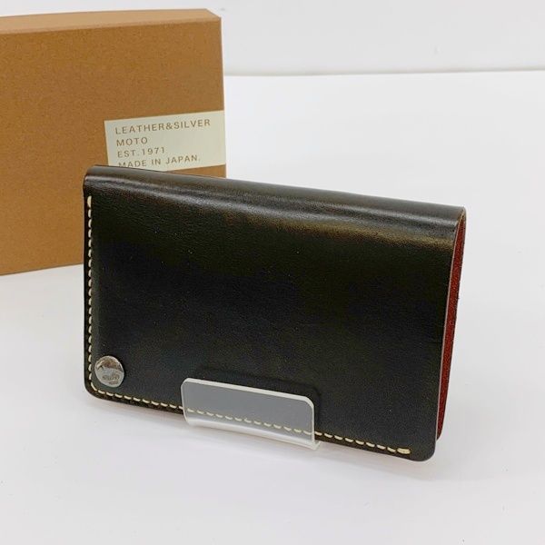 MOTO モト 手染めミドルウォレット 二つ折り 財布 サイフ W 2 D レザー 本革 小銭入れ付き き メンズ ブラック 服飾 DF 17548