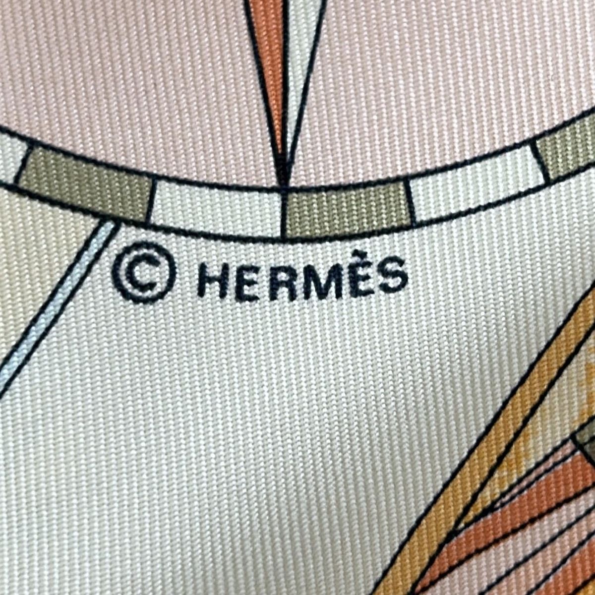 HERMES エルメス スカーフ カレ90 オレンジ ベージュ マルチ Face au Large 沖に向かって