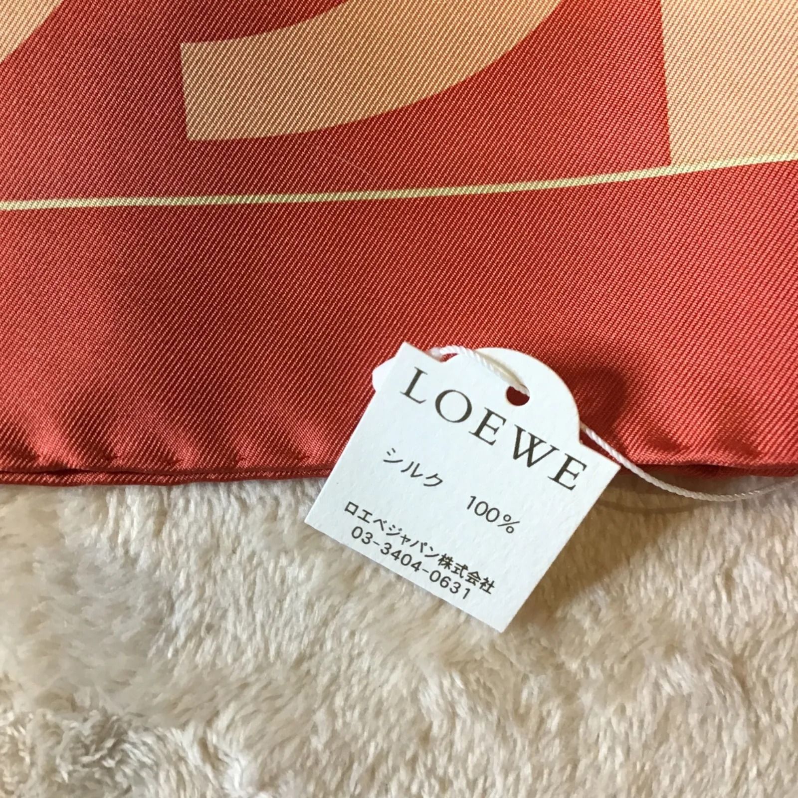 ロエベ LOEWE シルクスカーフ アナグラム オレンジ ストール ロゴ