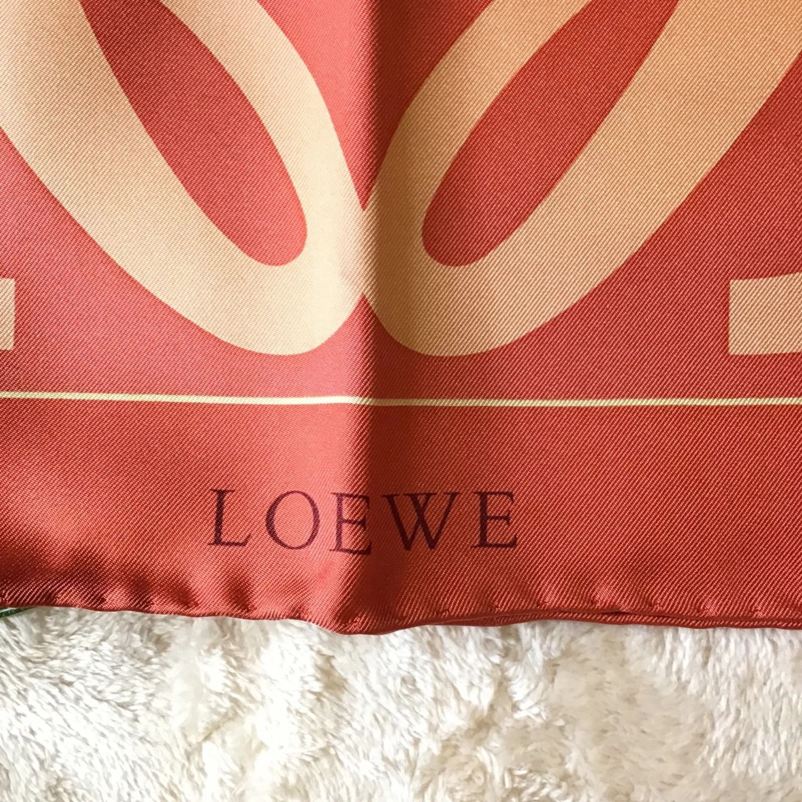 ロエベ LOEWE シルクスカーフ アナグラム オレンジ ストール ロゴ