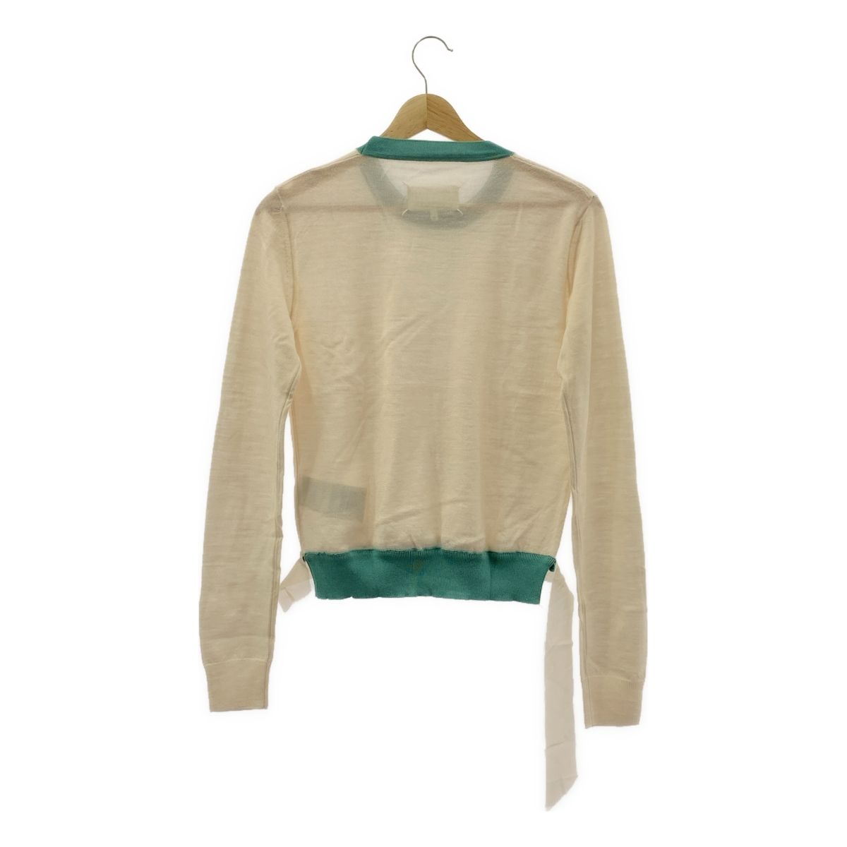 Maison Margiela / メゾンマルジェラ | カラートリム ハイゲージ ウール クルーネック ニット | S | ベージュ/グリーン | レディース Maison Margiela / メゾンマルジェラ | カラートリム ハイゲージ