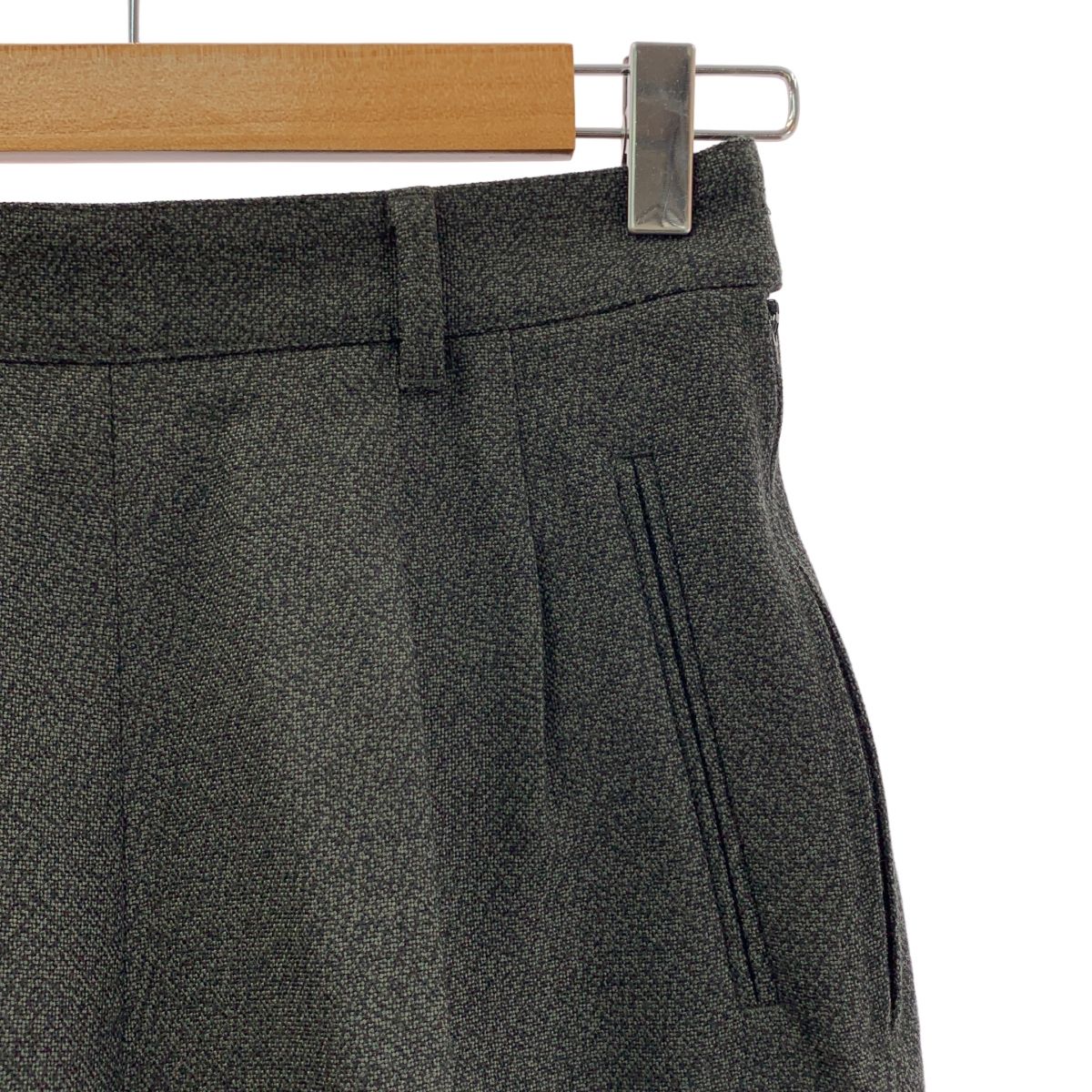 Maison Margiela メゾンマルジェラ 2020 AW ウール 2タック ワイド ハーフパンツ 40 グリーン ブラック レディース