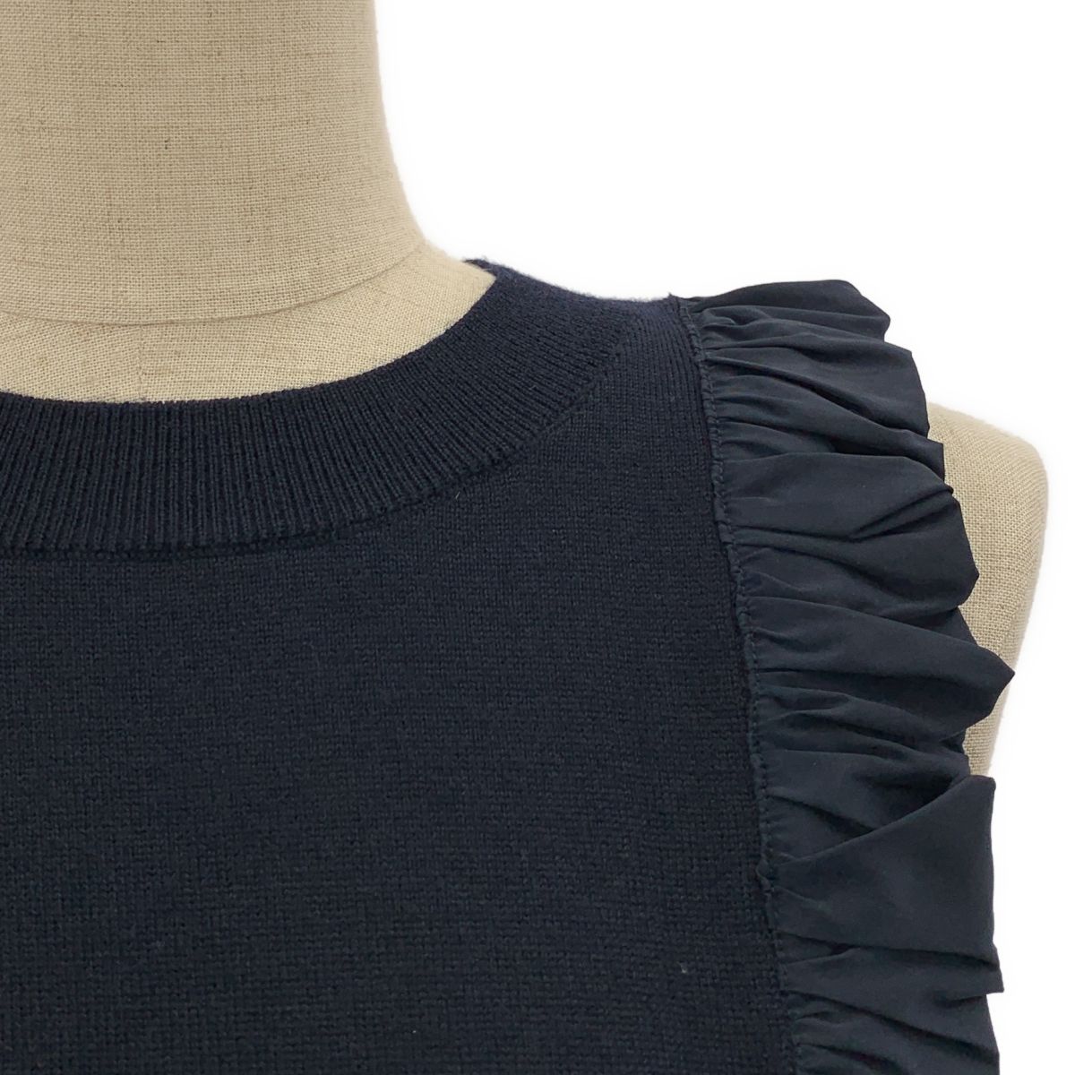 ENFOLD エンフォルド 2025 AW MINI VEST フリル アシンメトリー ミニベスト 38 ダークネイビー レディース