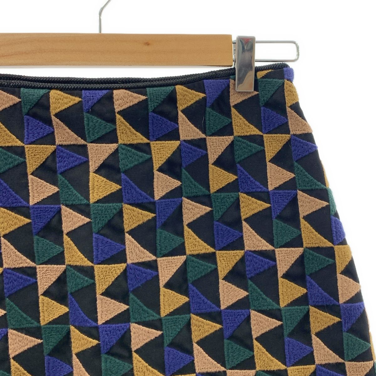 mina perhonen ミナペルホネン botany ボタニー 総柄 エンブロイダリー サイドジップ スカート 裏地付き 36 マルチ レディース