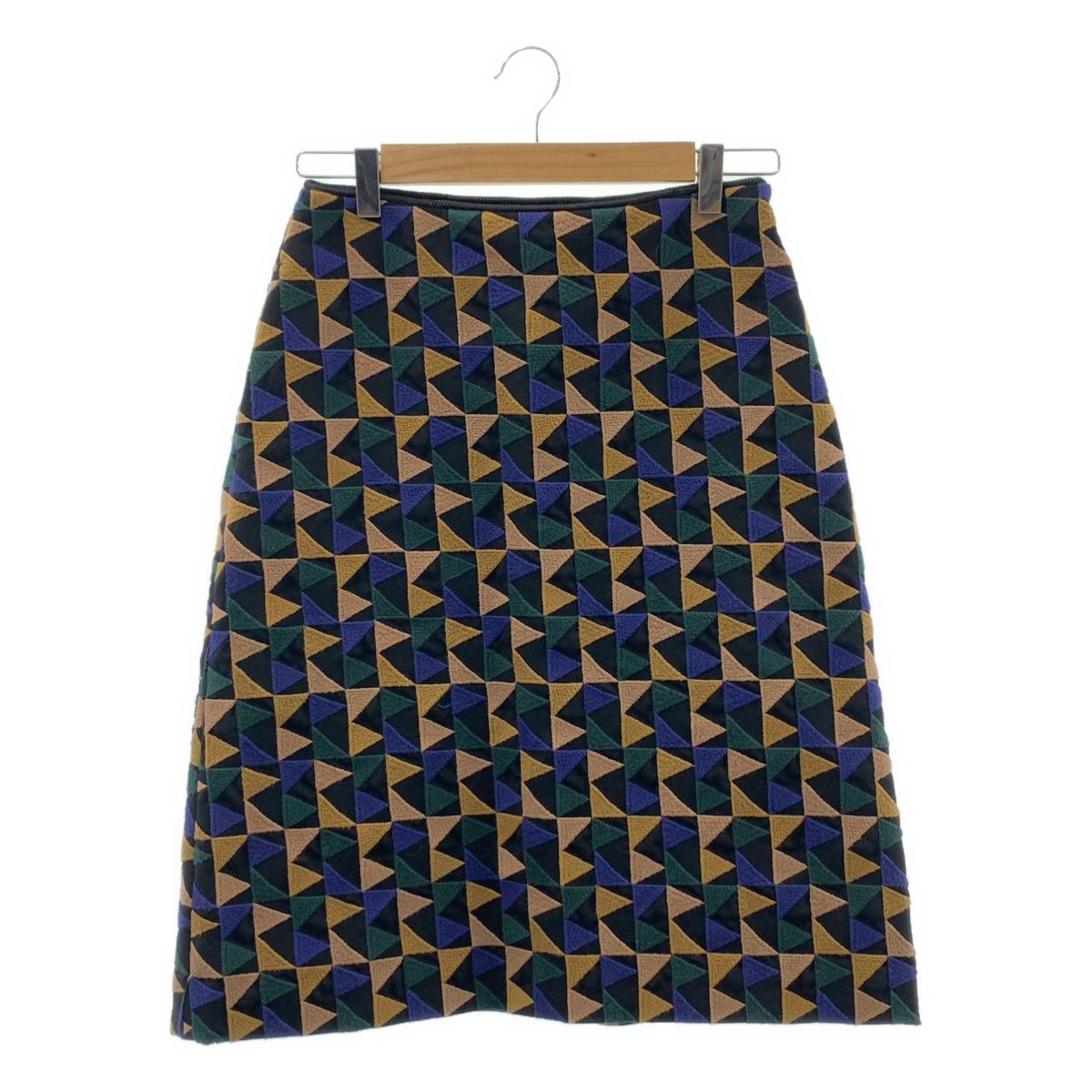 mina perhonen | ミナペルホネン botany ボタニー 総柄 エンブロイダリー サイドジップ スカート 裏地付き 36 マルチカラー レディース