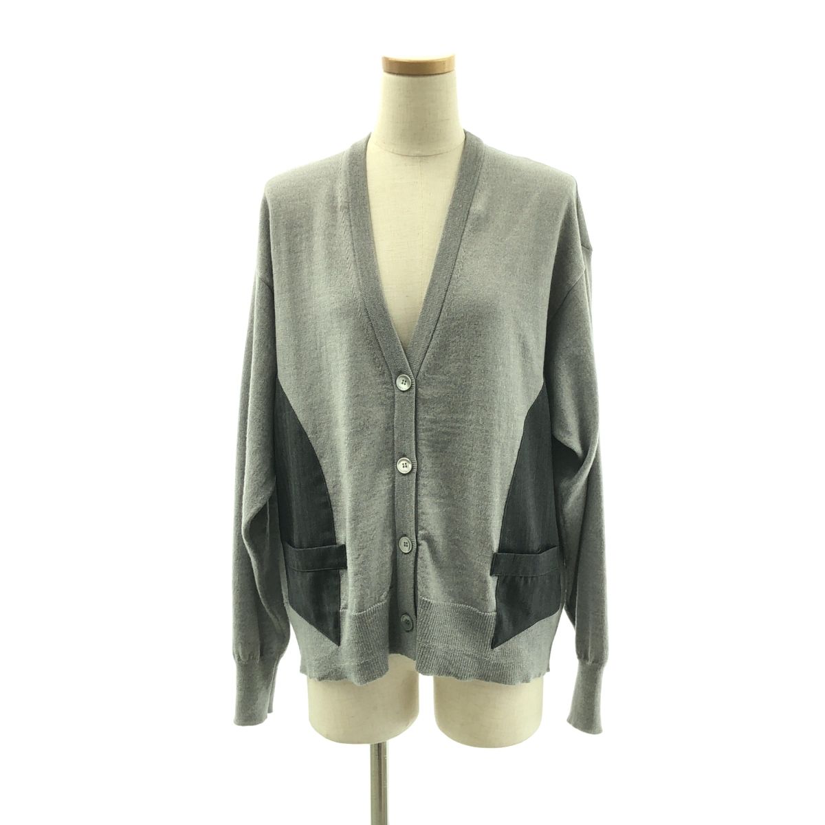 Maison Martin Margiela メゾンマルタンマルジェラ 2014 AW 異素材 切替 バックアジャスター ニット カーディガン S グレー レディース