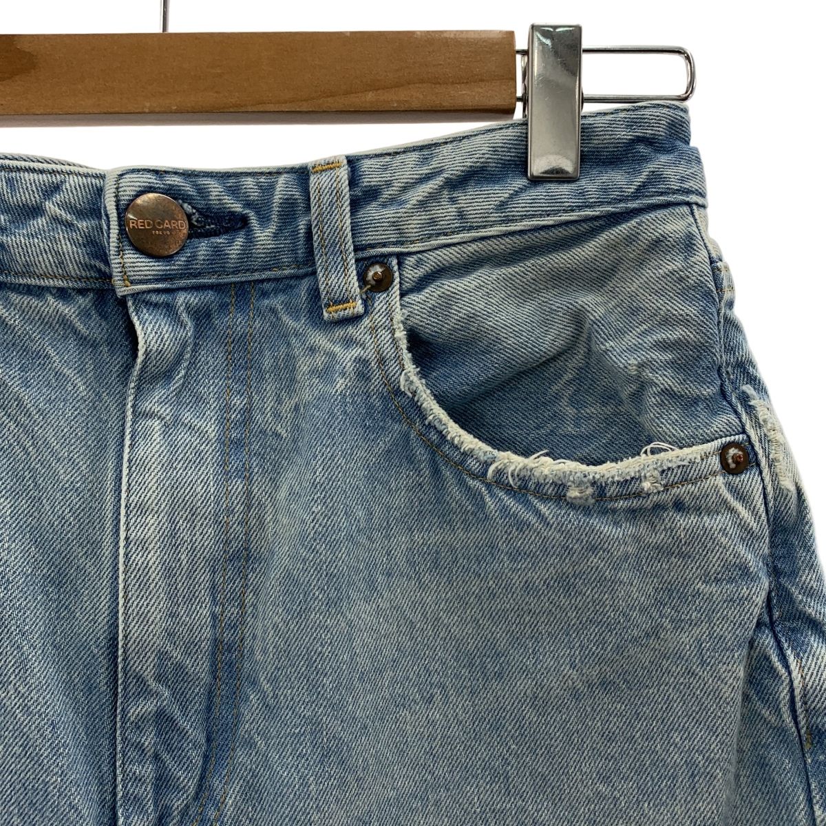 RED CARD レッドカード Dakota ダコタ ダメージ加工 ワイド デニムパンツ 25 インディゴブルー レディース