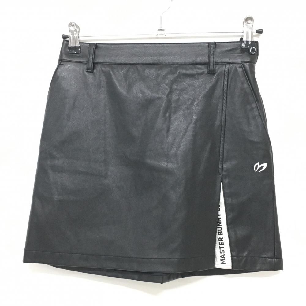 マスターバニー スカート 黒 シルバー 合成皮革 ウエスト一部ゴム 裏地付 レディース 0 S ゴルフウェア MASTER BUNNY EDITION