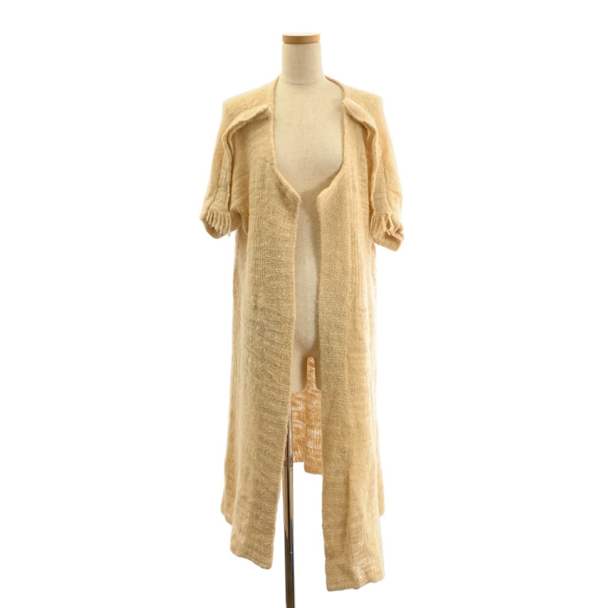 mina perhonen | ミナペルホネン fluffy ローゲージ フリンジ ニット ロング カーディガン ベージュ レディース