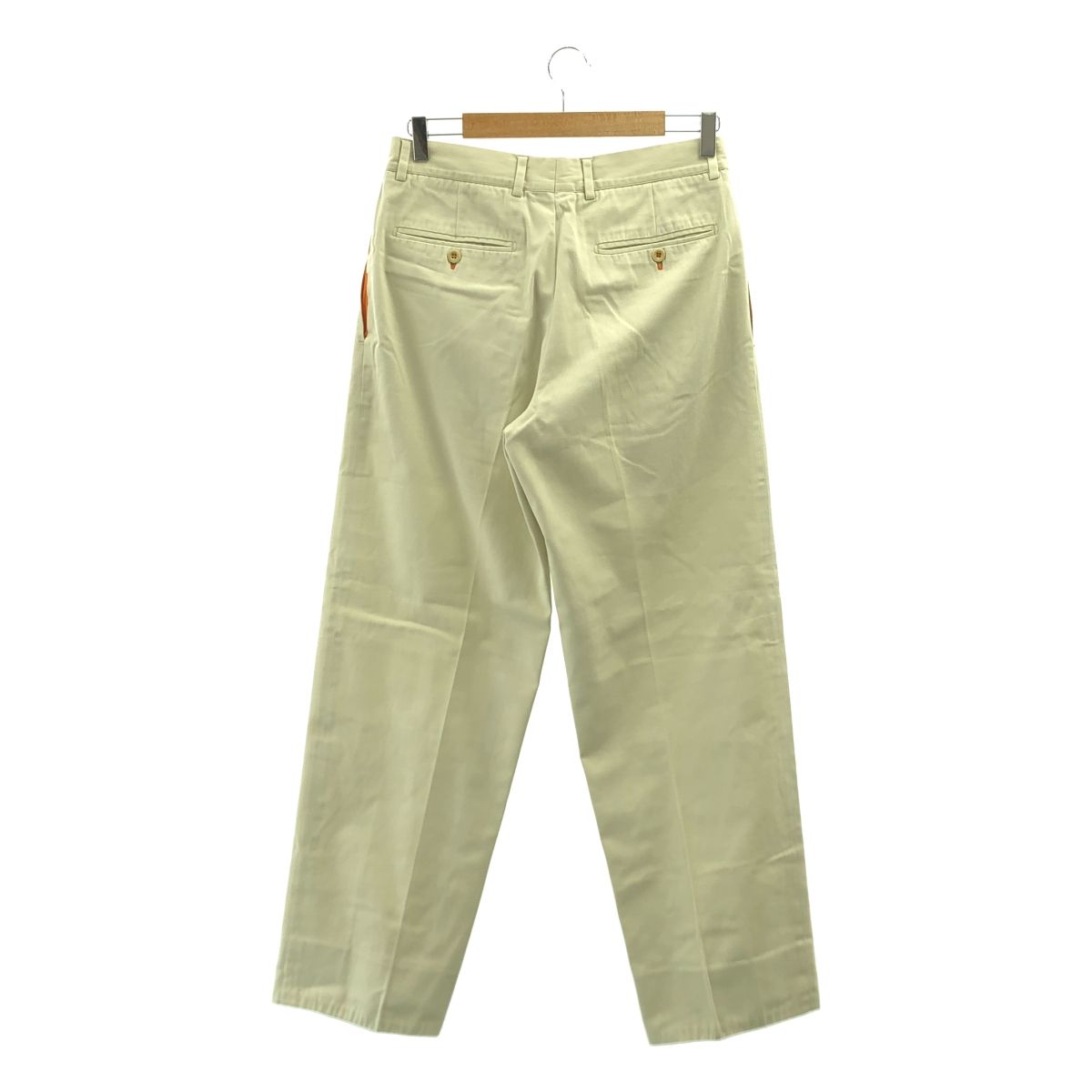 HERMES / エルメス | コットン ワイドパンツ | 48 | ベージュ/オレンジ