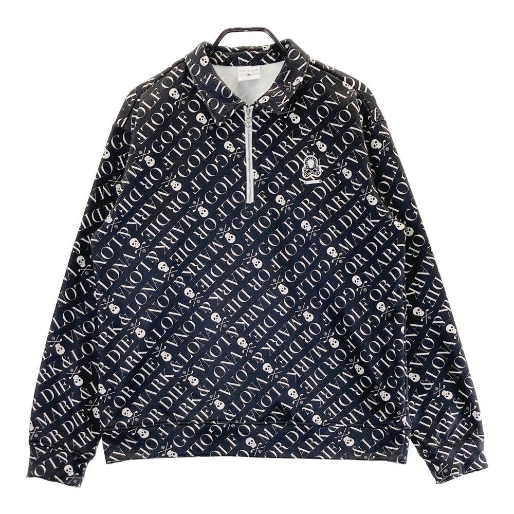 サイズ 52 MARK-LONA マークアンドロナ 2025年 ハーフジップスウェット 総柄 ブラック系 ゴルフウェア メンズ ストスト