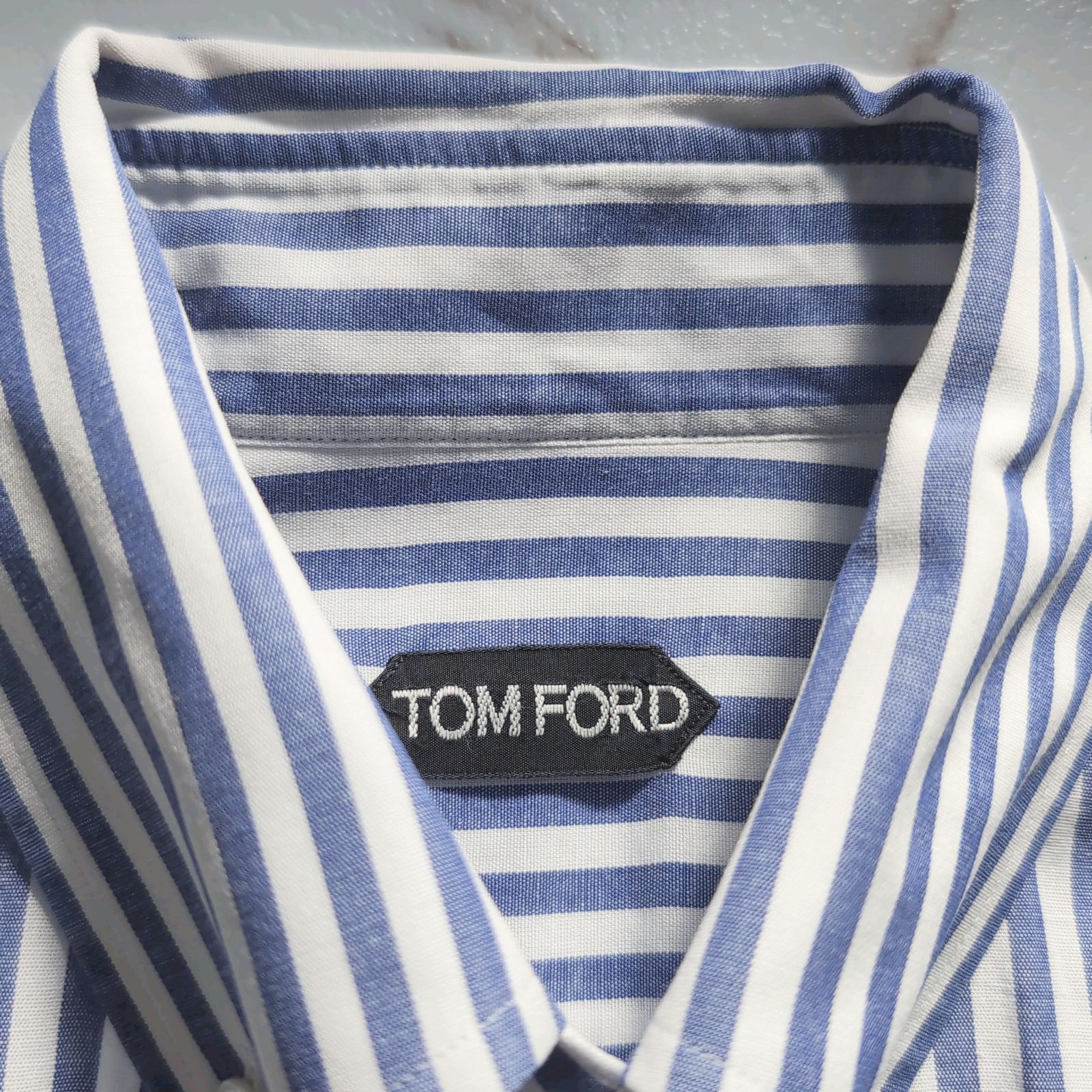 TOM FORD BD stripe L|S shirt 40 15 3|4 L 青白