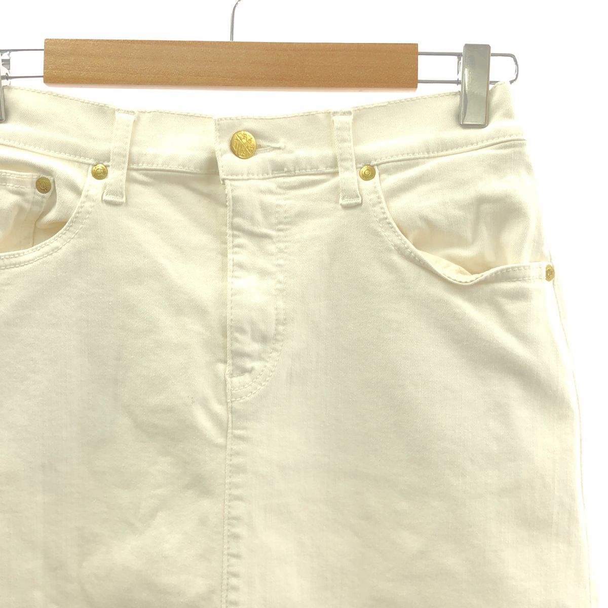 MUSE de Deuxieme Classe ミューズドゥーズィーエムクラス SURT デニム カットオフ ロングスカート S ホワイト レディース