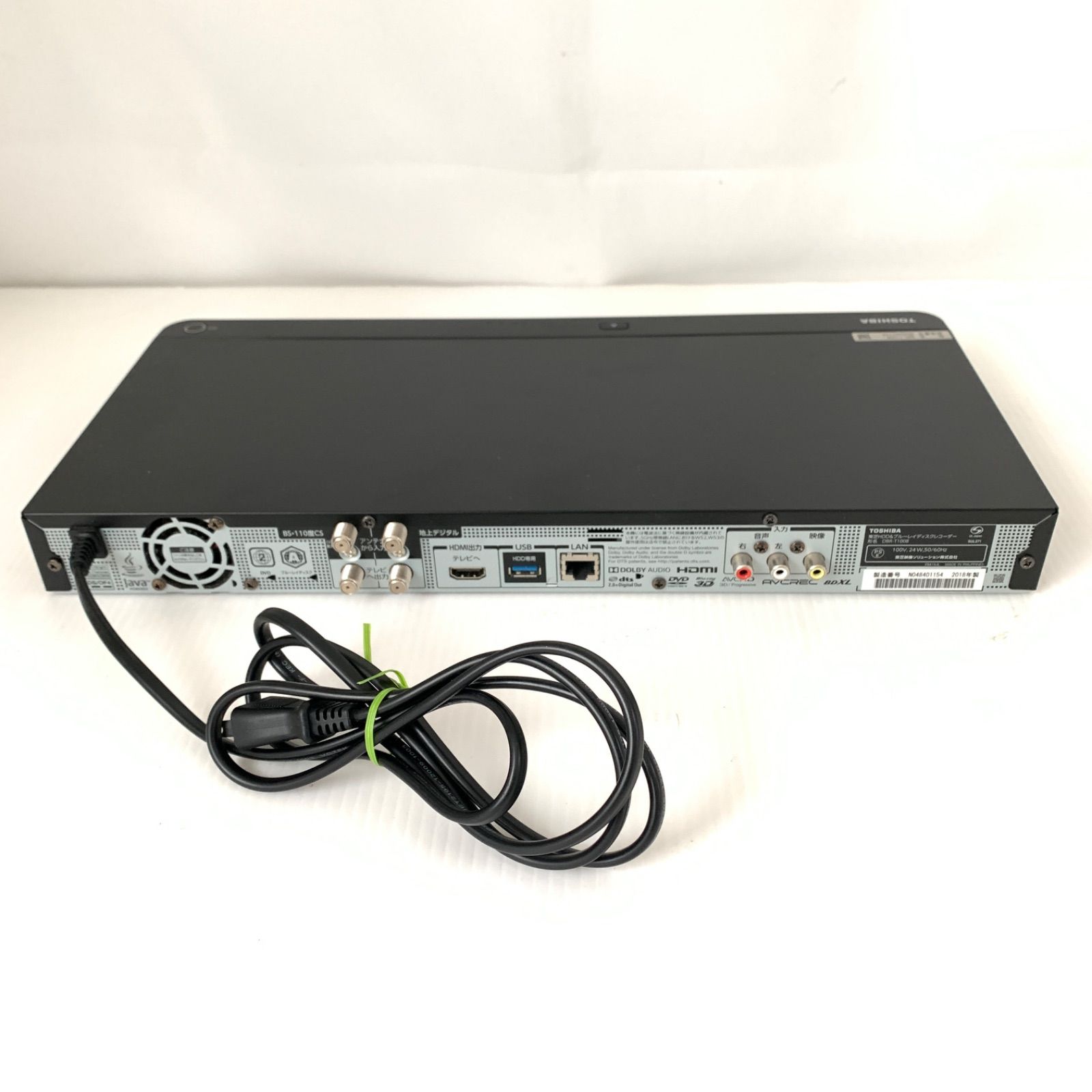  TOSHIBA REGZA レグザ ブルーレイレコーダー DBR-T 1008 2018年製 初期化済 リモコン|説明書付 M 71212-1 ブルーレイレコーダー レコーダー