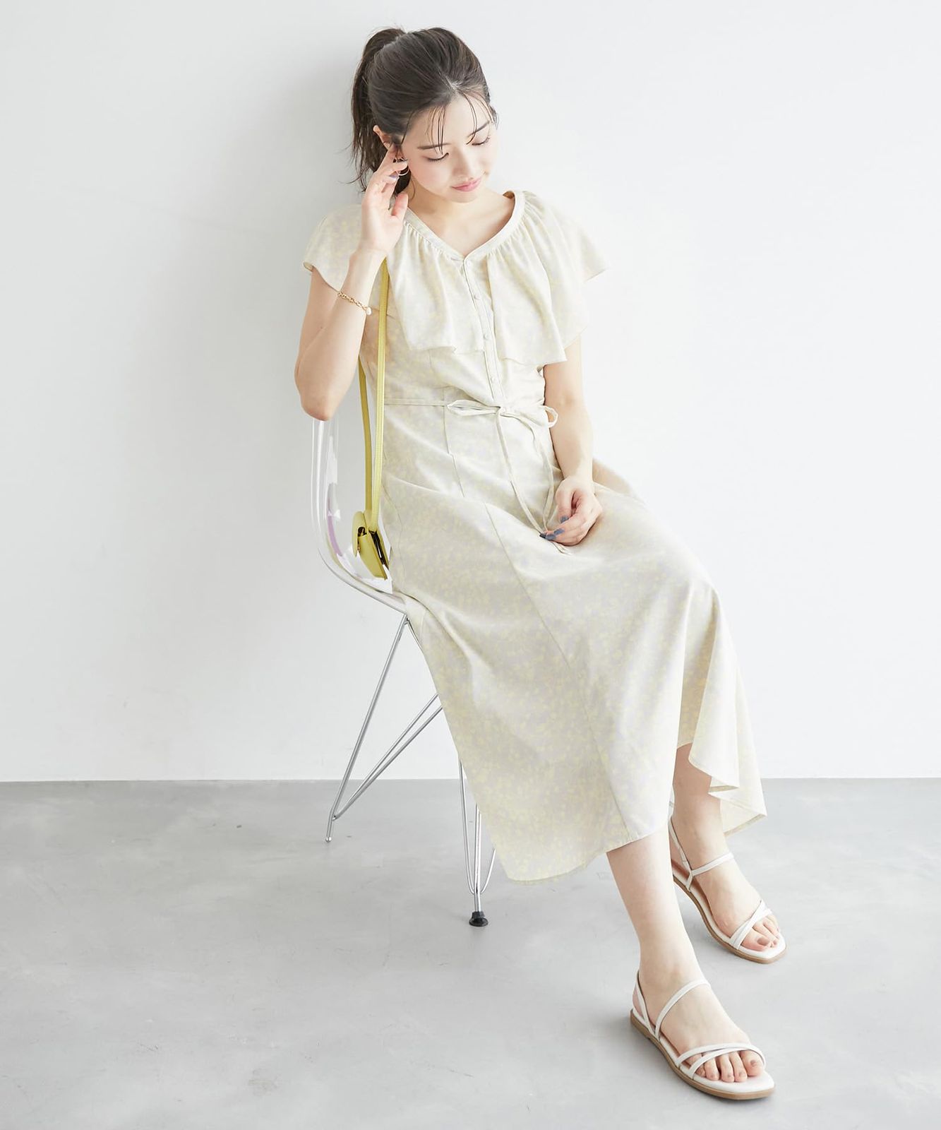 フラワープリントラッフルワンピース|リンクコーデ