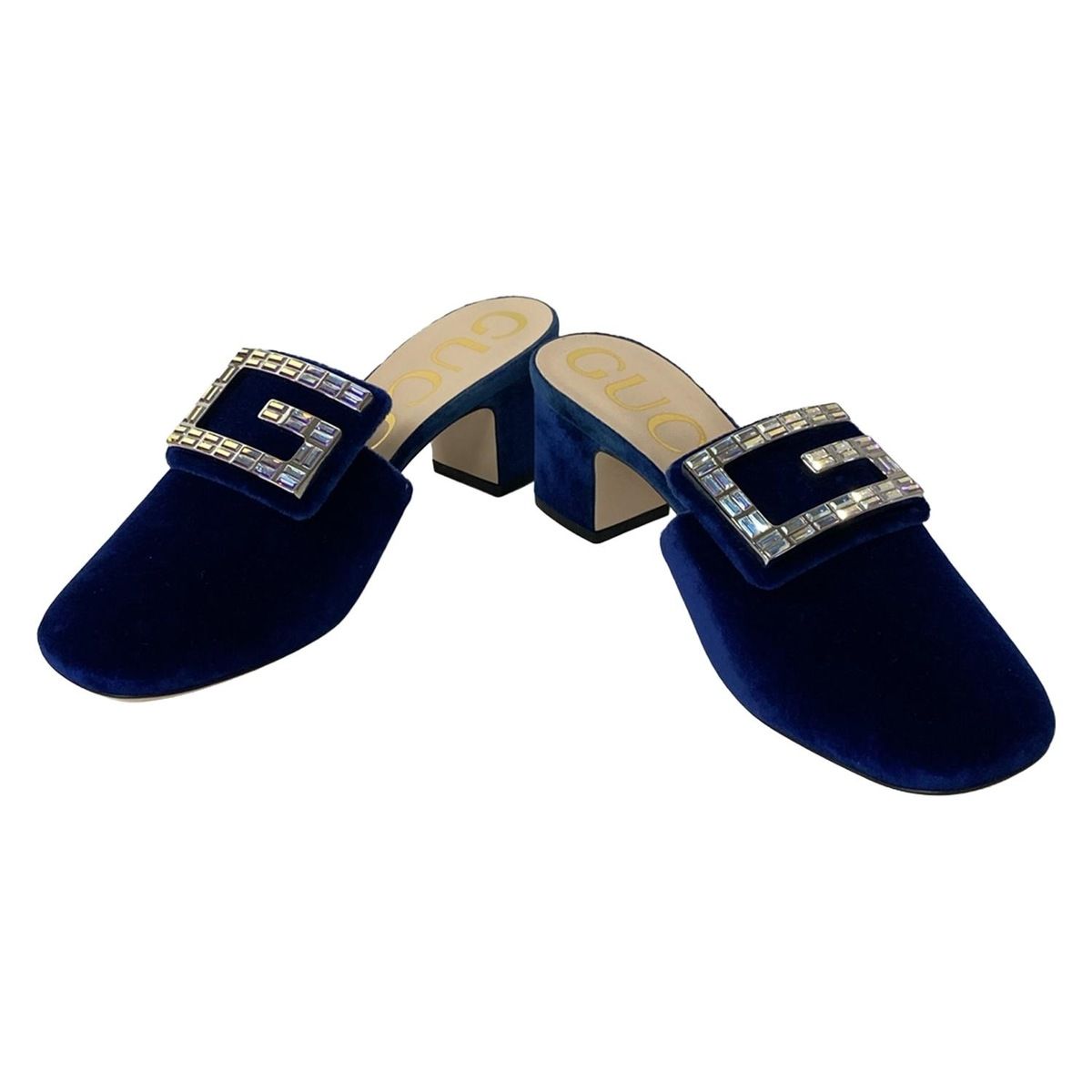 GUCCI グッチ ミュール 36 レディース - ブルー×シルバー