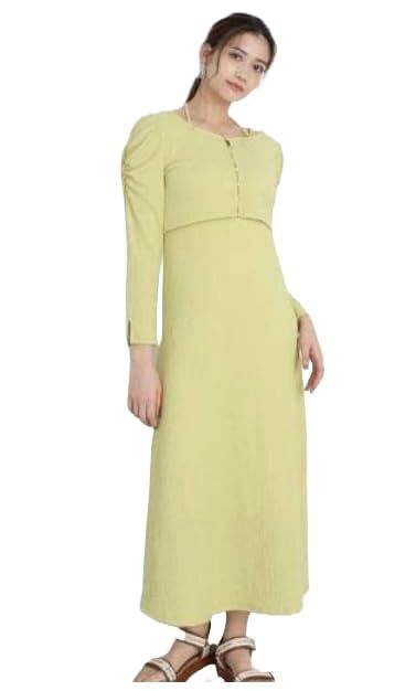 ジル バイ ジルスチュアート カジュアルドレス クシュクシュストレッチカーデ＆ワンピースセット WEB カラー オレンジ レディース ライム