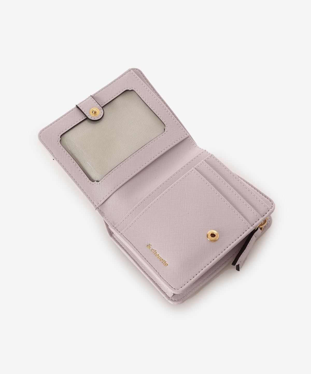 アンドシュエット 二つ折り財布 推し事 ハートビジュー折財布 ラベンダー