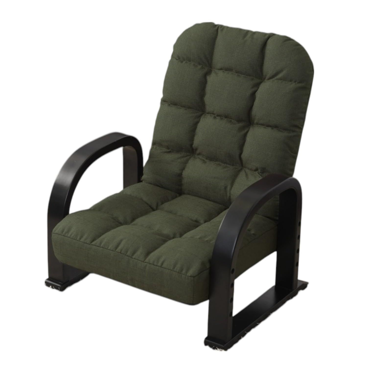 ビータ Vita 立ち座りサポートチェア COTON モスグリーン 幅55×奥行51～70×高さ56～71 cm 座椅子 折りたたみ椅子 高さ調整 クッション素材 肘掛け椅子