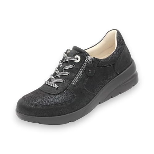 フィットジョイ スニーカーブーツ 軽量ストレッチカジュアルヒールアップスニーカー レディース BLK 24.0 cm 3 E