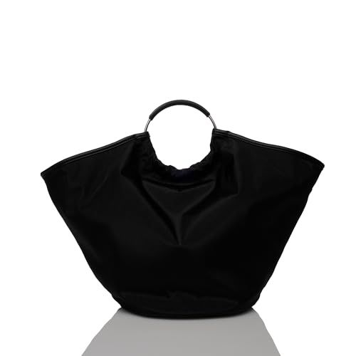 クーコ トートバッグ メタルハンドルナイロン風変形丸底バッグ|A 4対応 レディース ブラック 019