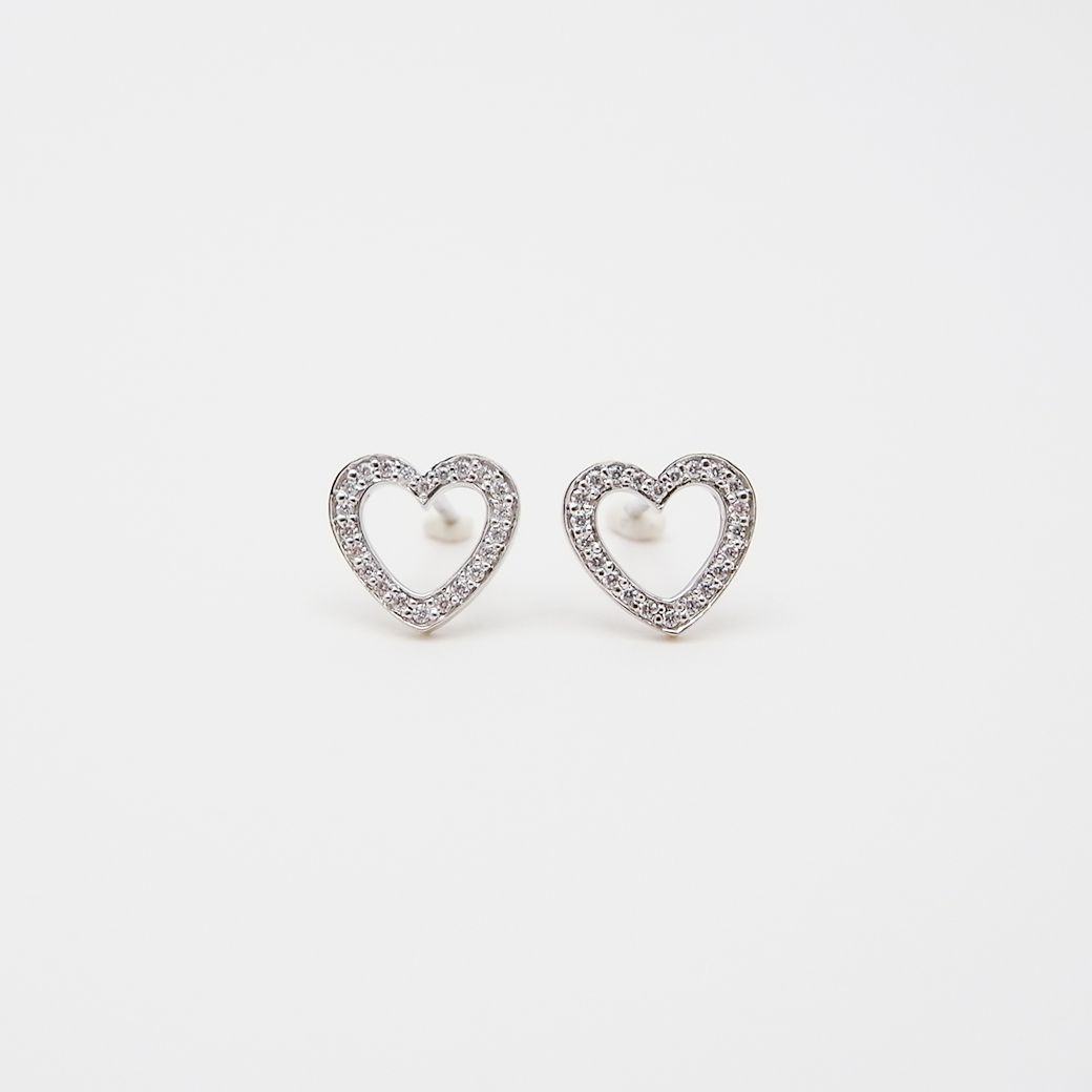 ティファニー メトロ ハート ピアス ダイヤモンド 750 WG 箱 袋 付き SAランク