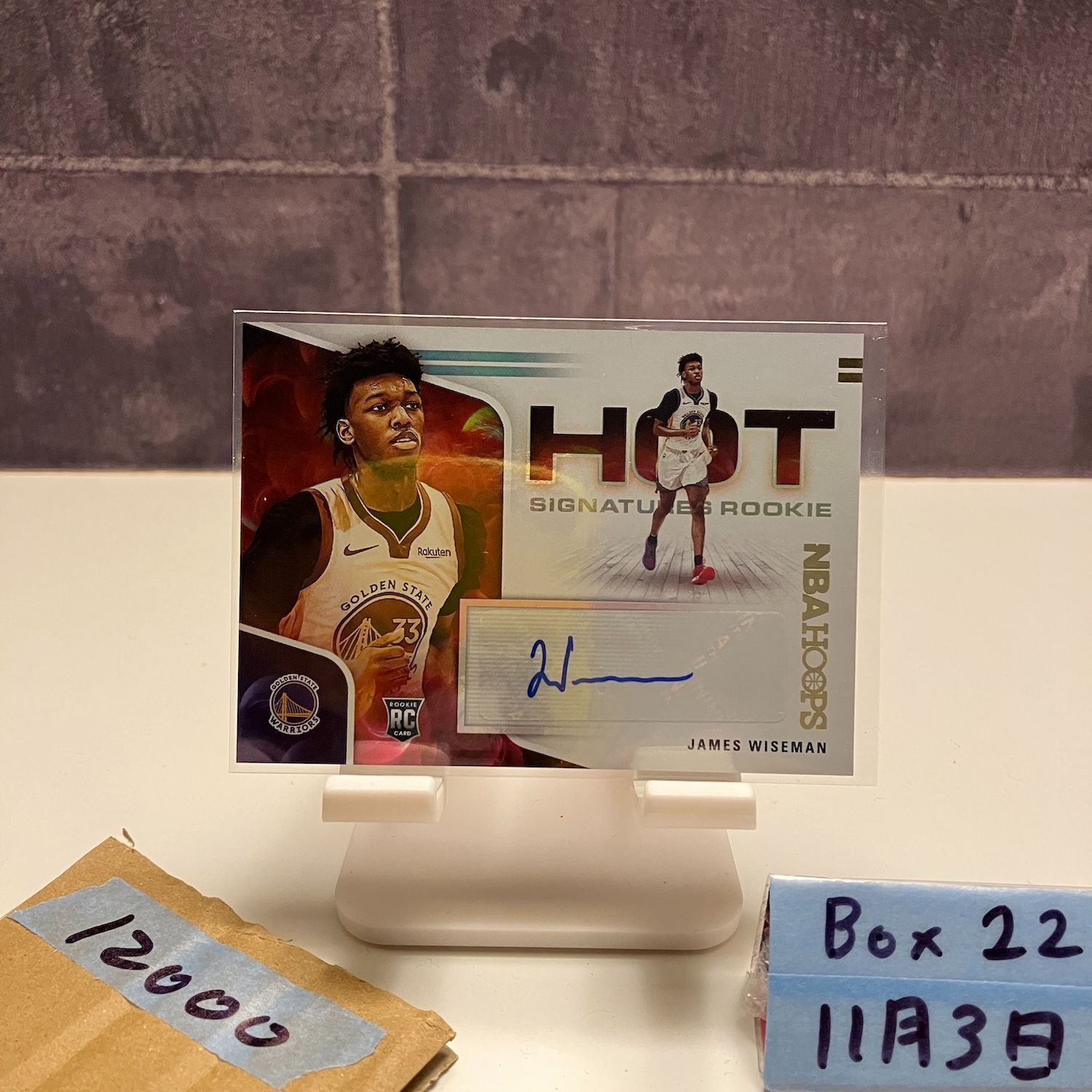 2020 21 Panini James Wiseman 直筆サインカード G en State Warriors NBA Hoops RC ルーキー Rookie カード