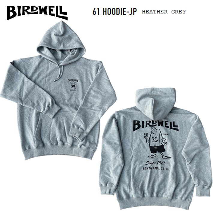 フーディ パーカー BIRDWELL バードウェル ” 61 Hoodie -JP” -HEATHER GREY- パーカー プルオーバーフード ユニセックス ジャパンフィット 日本限定モデル