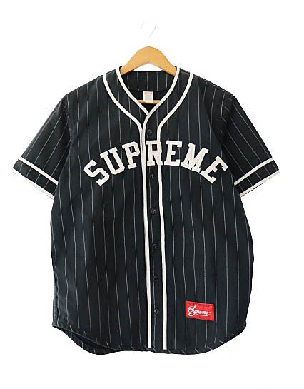 シュプリーム SUPREME 12SS Baseball Jersey ロゴ刺繍 ストライプ