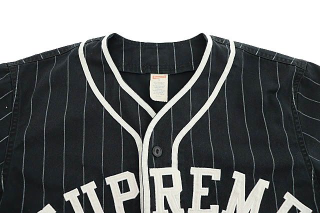 シュプリーム SUPREME 12SS Baseball Jersey ロゴ刺繍 ストライプ