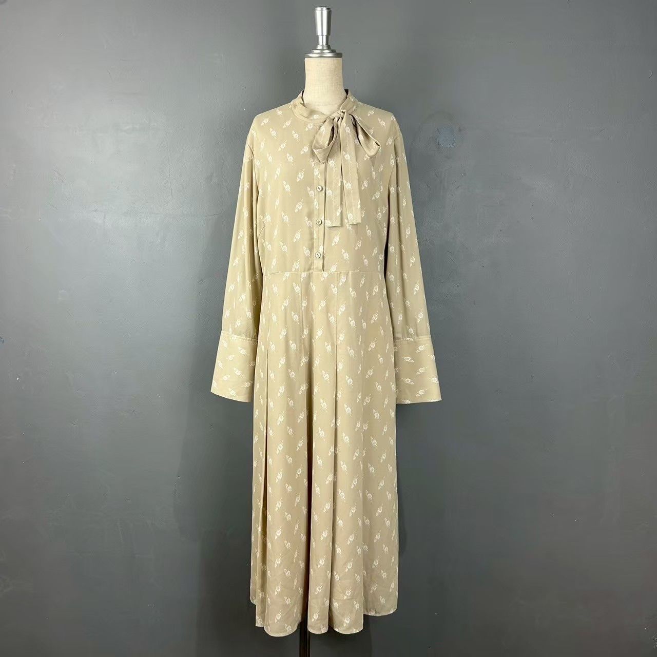 CELFORD セルフォード 長袖 シャツワンピース ボウタイ リボン付き