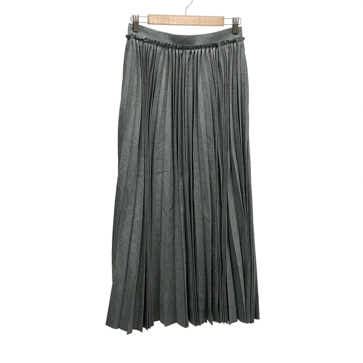 ebure エブール ロングスカート サイズ38 M レディース - グレー プリーツ