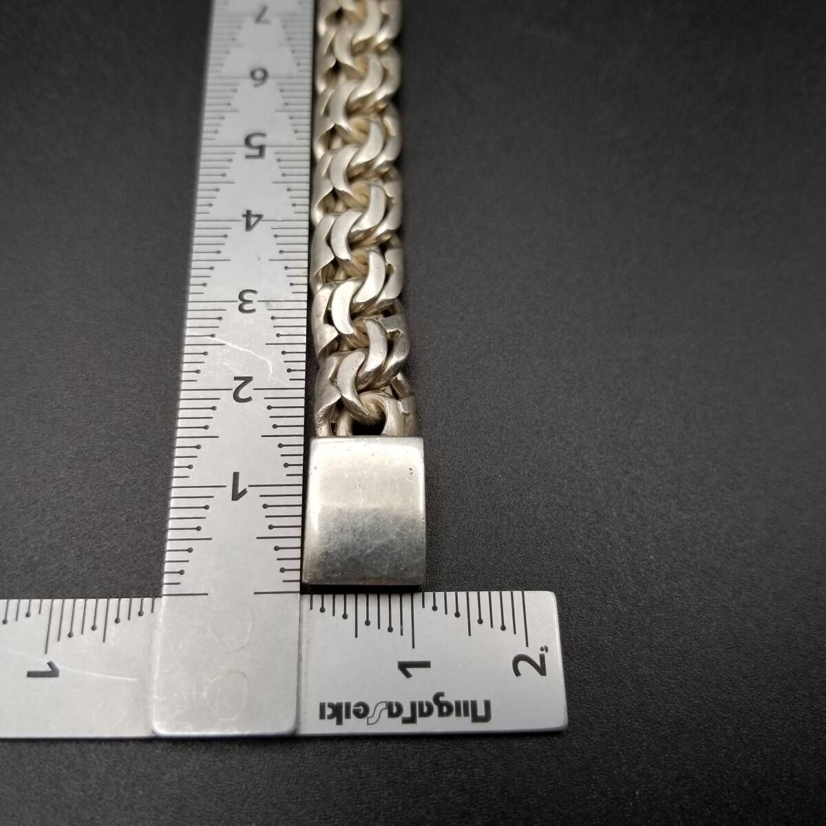 メキシコ 925 シルバー IDタグ 長方形プレート チェーンリンク ヴィンテー メキシコ 925 シルバー IDタグ 長方形プレート チェーンリンク