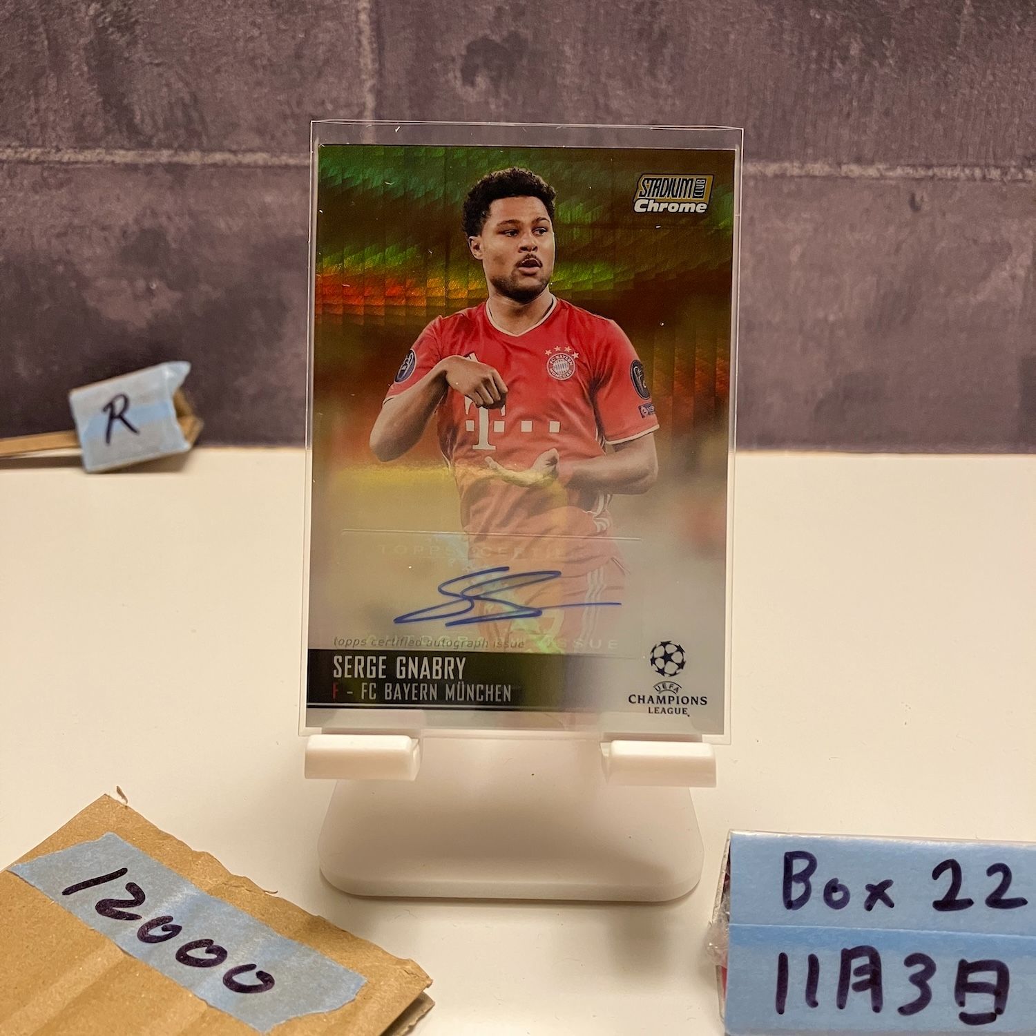 2020-21 Topps Serge Gnabry 43 50 直筆サインカード FC Bayern München Stadium Club Chrome Refractor カード