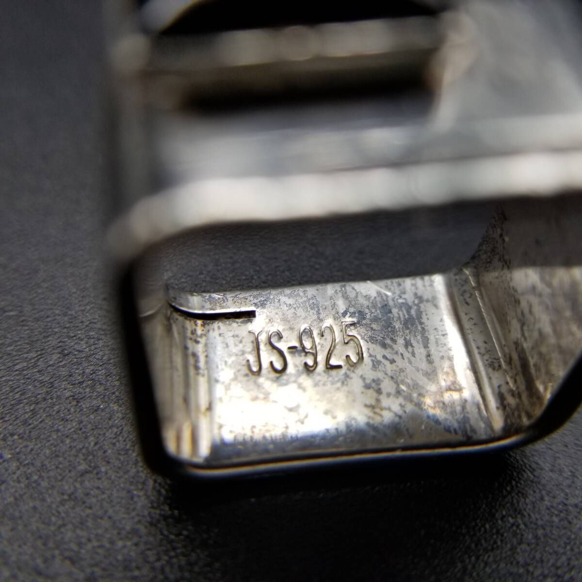 オニキス 長方形 インレイ スクエア バンド 925 シルバー ヴィンテージ