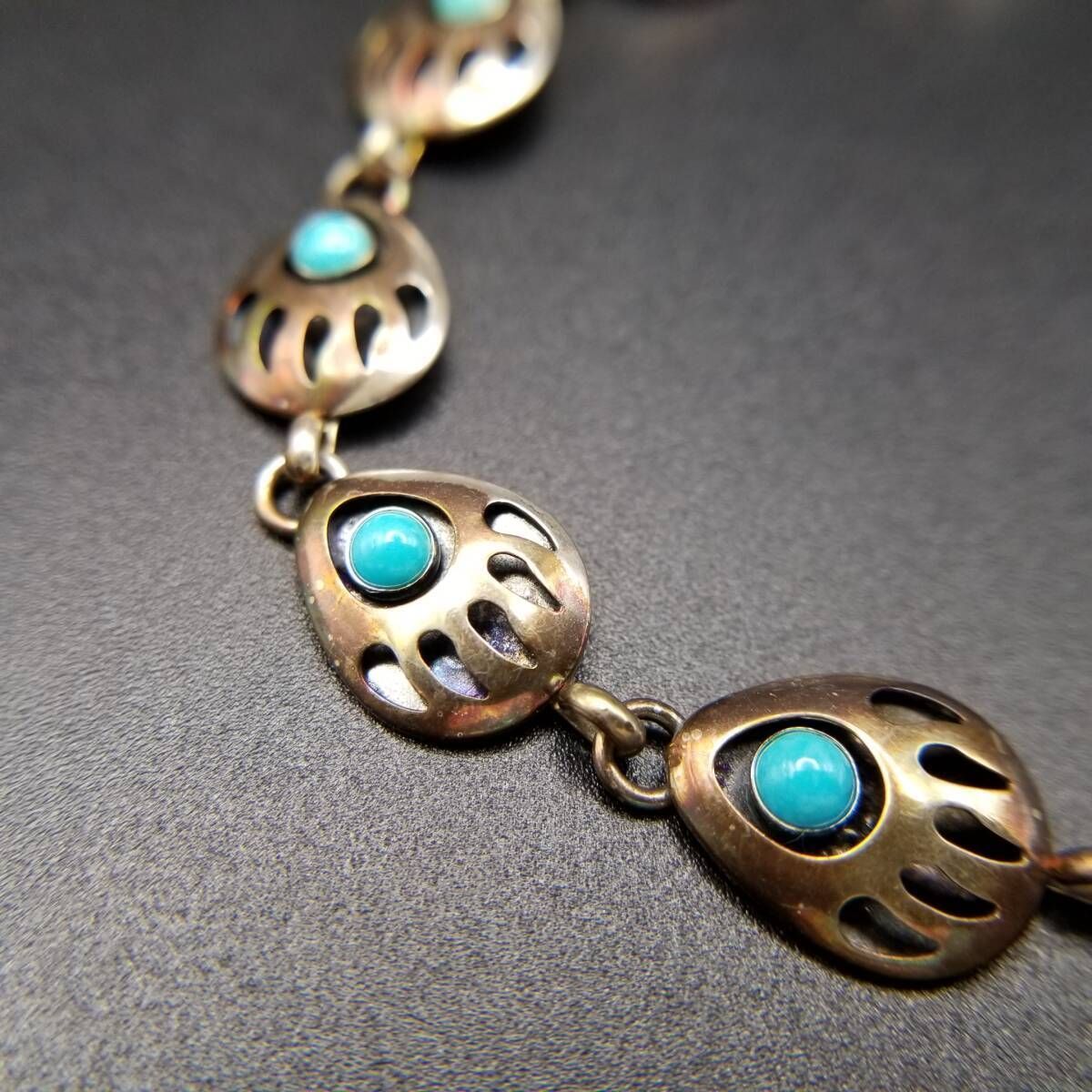 Carolyn Pollack QT Quoc ベアパウ チェーンリンク 925 シルバー ヴィンテージ ブレスレット 銀 サウスウェスタンジュエリー Y 19 N