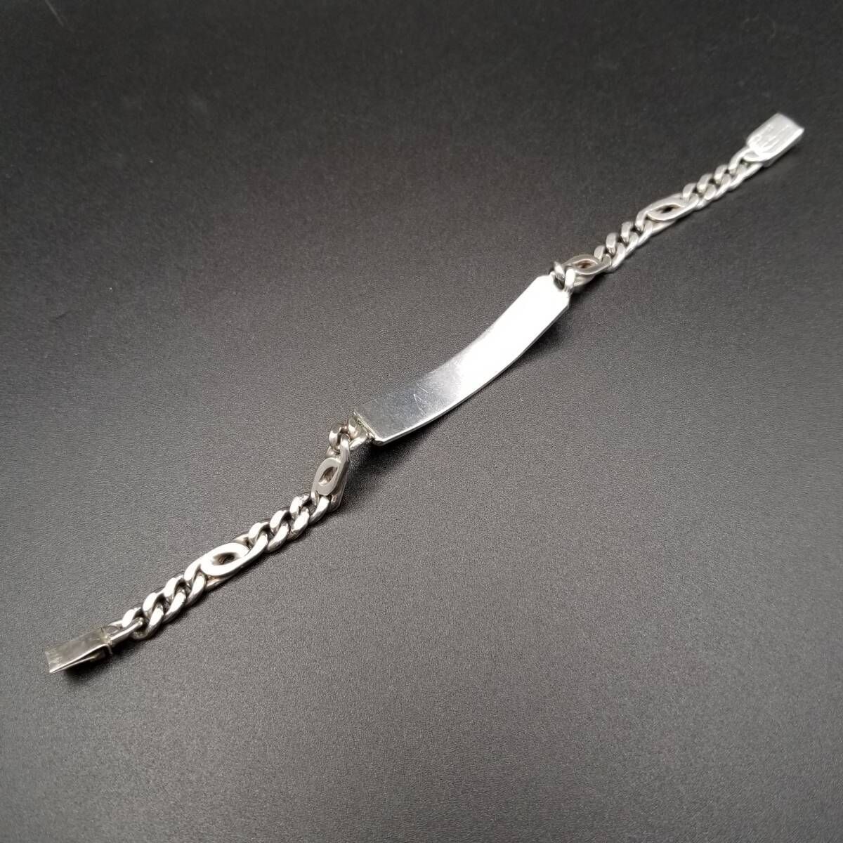 メキシコ TAXCO 925 シルバー 数珠 2連 ヴィンテージ ブレスレット メキシコ 925 シルバー IDタグ 長方形プレート チェーンリンク