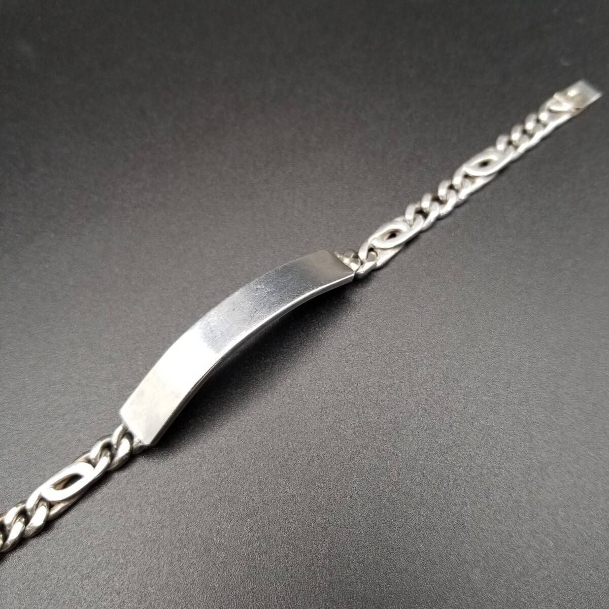 メキシコ 925 シルバー IDタグ 長方形プレート チェーンリンク ヴィンテー メキシコ 925 シルバー IDタグ 長方形プレート チェーンリンク