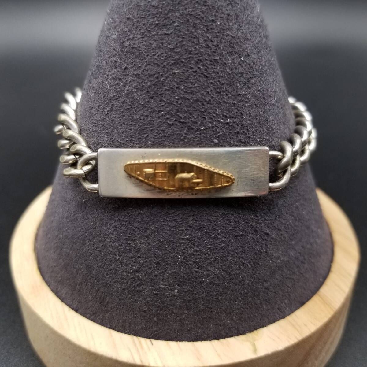 40 50 s Anson社製 IDタグ Armored Division US Army 925 シルバー ヴィンテージ ミリタリー ブレスレット 銀 Early Tankデザイン Y 19 H