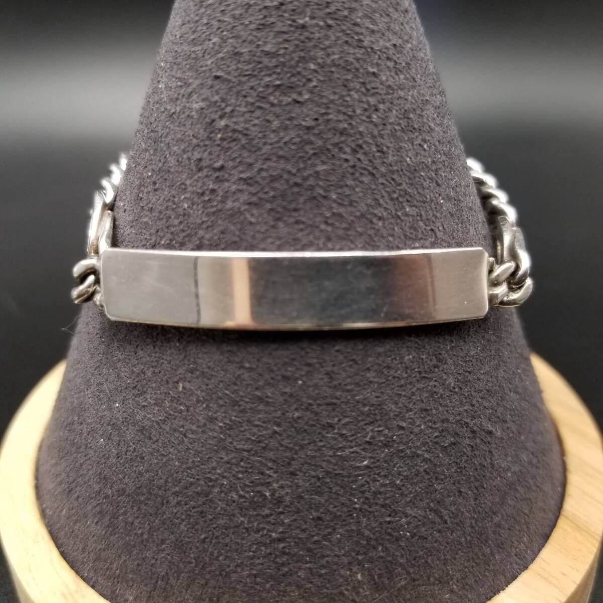 メキシコ 925 シルバー IDタグ 長方形プレート チェーンリンク ヴィンテージ ブレスレット 銀 TAXCO タスコ 小さいサイズ 子供用 Y 19 H