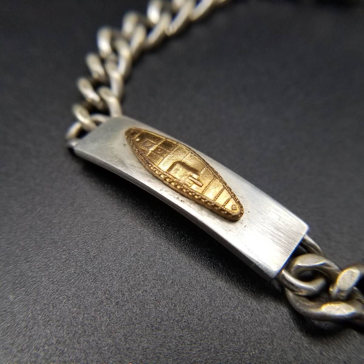 40 50 s Anson社製 IDタグ Armored Division US Army 925 シルバー ヴィンテージ ミリタリー ブレスレット 銀 Early Tankデザイン Y 19 H