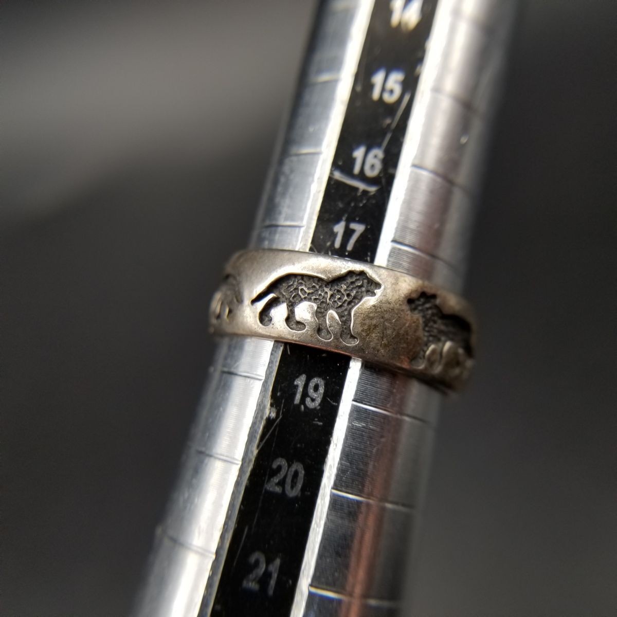  オオカミ アニマルシルエット エタニティ 彫刻 925 シルバー ヴィンテージ バンド リング 中太 指輪 メンズジュエリー 狼 Y 19 G リング 指輪 アクセサリー