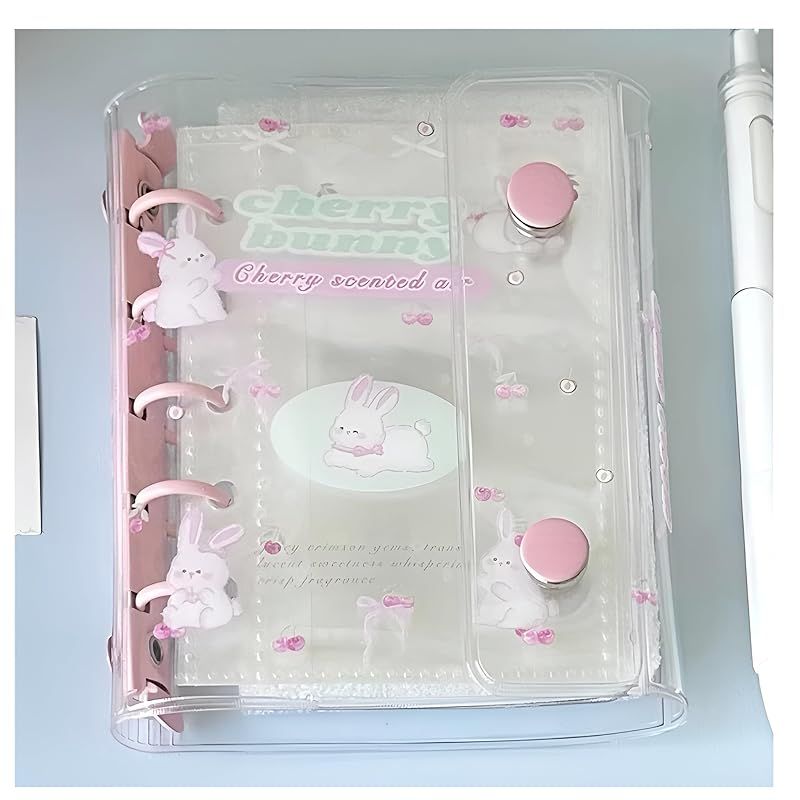 Yurika シール帳 透明 女の子 はがせる m5 シール手帳 (ピンクのウサギ