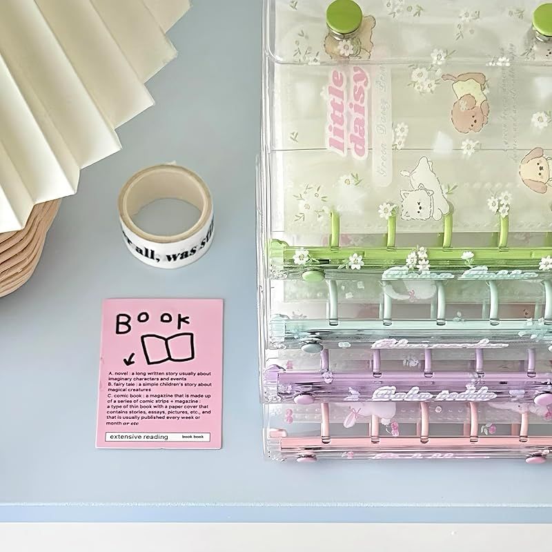 Yurika シール帳 透明 女の子 はがせる m5 シール手帳 (ピンクのウサギ