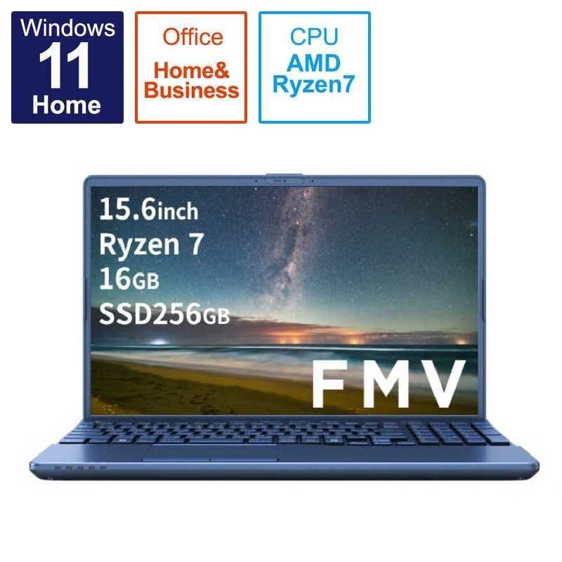 FUJITSU ノートパソコン FMV AH 480 J メタリックブルー 15 6型 Windows 11 Home Ryzen 7 メモリ 16 GB SSD 256 Office H B