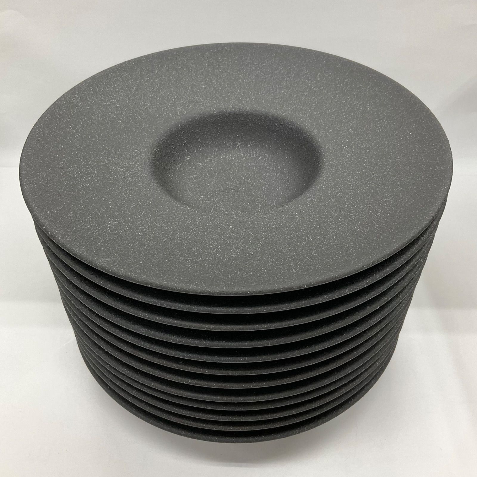 ワイドリム スープ皿 24cm 12枚 ブラック】カネスズ kanesuzu 黒 丸皿