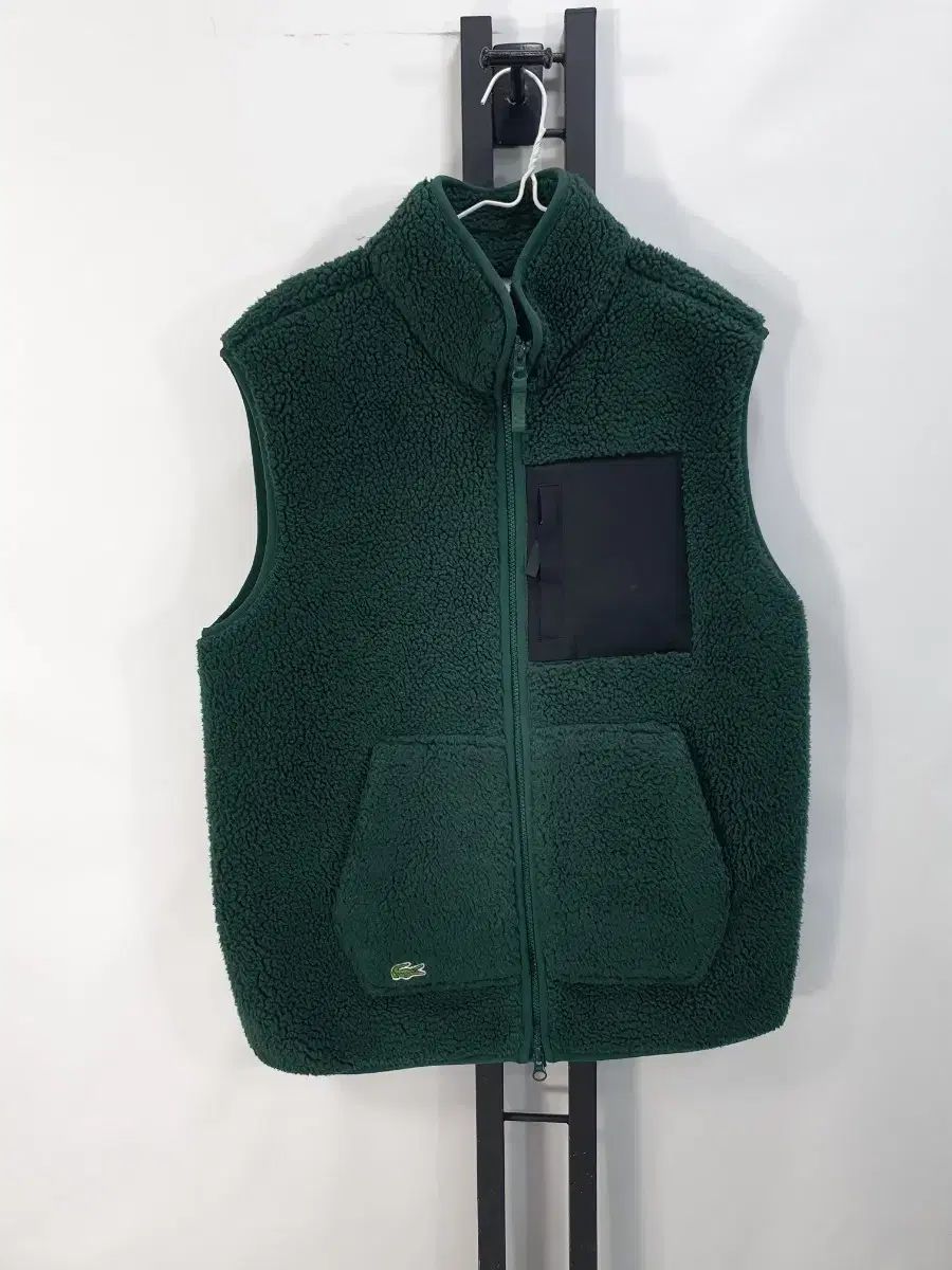 ラコステ フリース ベスト ポケット シープスキン ボア グリーン s