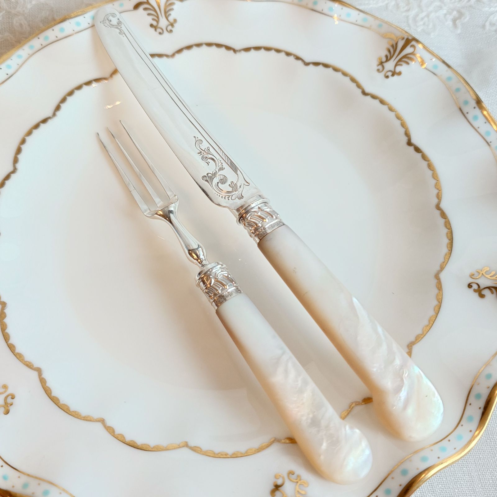 白蝶貝カトラリー セットA（訳アリ）マザーオブパール 純銀製